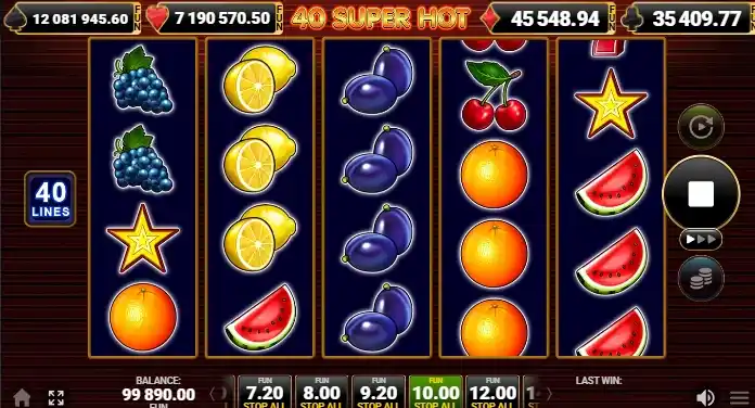Карактеристики на слотот 40 Super Hot
